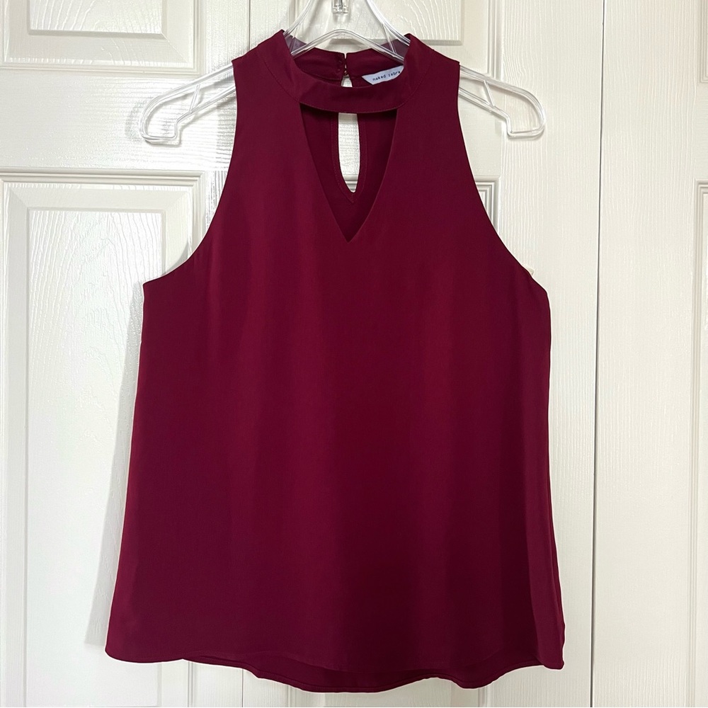 NWOT Naked Zebra Maroon Choker Sleeveless Tank Top Blouse XS/S